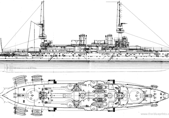 Боевой корабль NMF Suffren 1914 [Battleship] - чертежи, габариты, рисунки